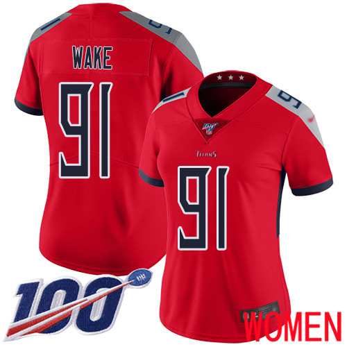 Tennessee Titans Limited Red Women Cameron Wake Jersey NFL Football 91 100th Season Inverted Legend